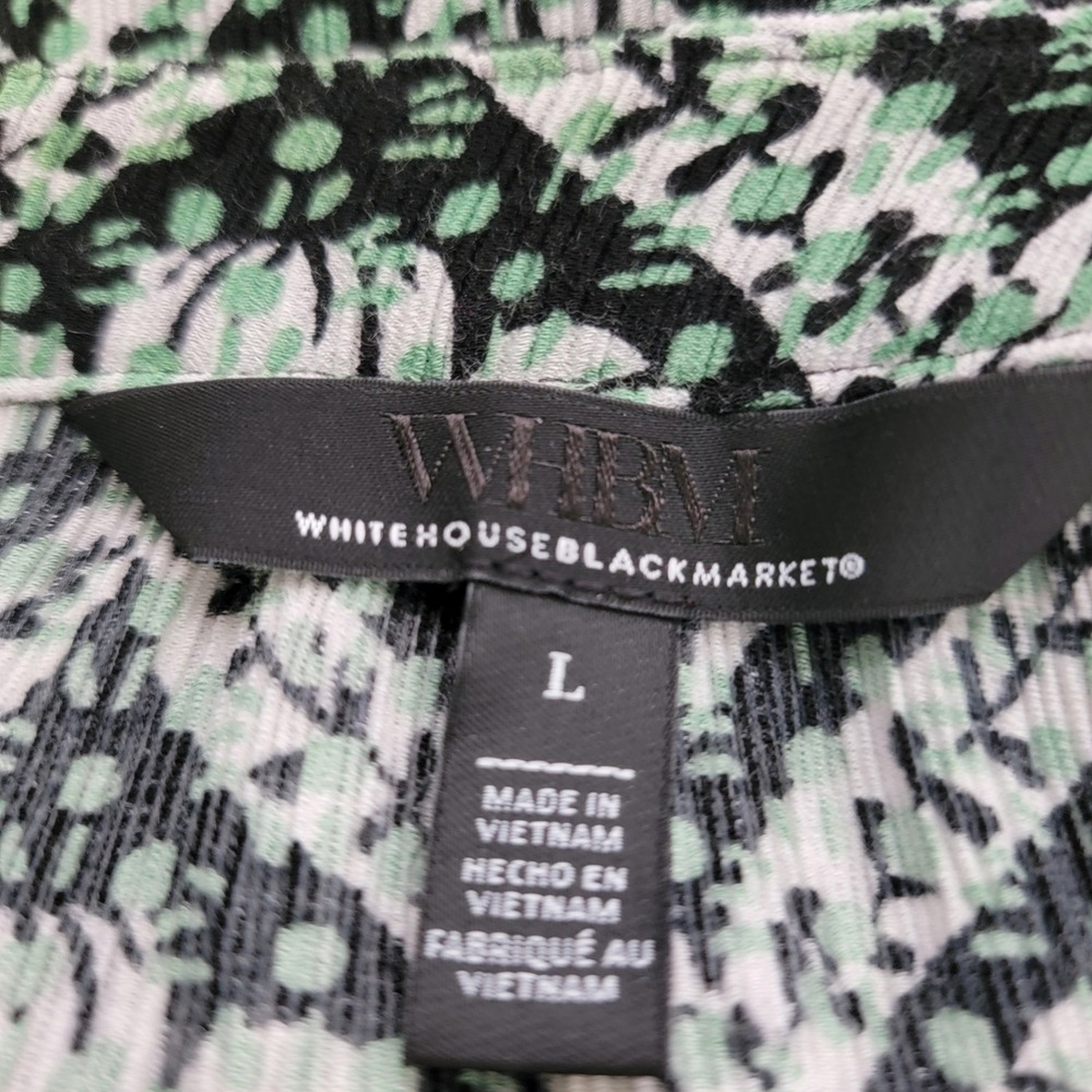 White House Black Market Blouse Women L Mint Green Damask Print Long Sleeve Top - Picture 6 of 14